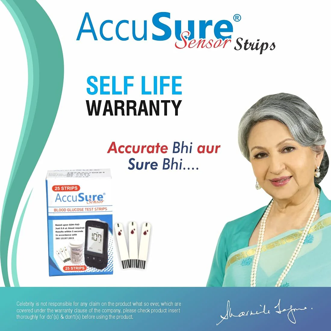 AccuSure Sensor Glucometer Machine with 25 Test Strips & 10 Lancets - Image 3
