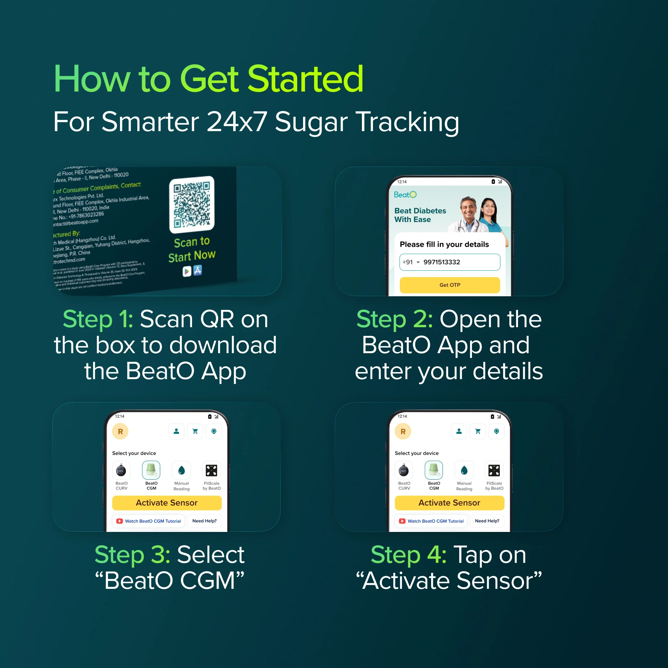 BeatO CGM Glucose Monitor for diabetes | Bluetooth Connected CGM Sugar Test Machine for home | 15-Day Glucose Tracking | No-Scan, One-Push Application - Image 6