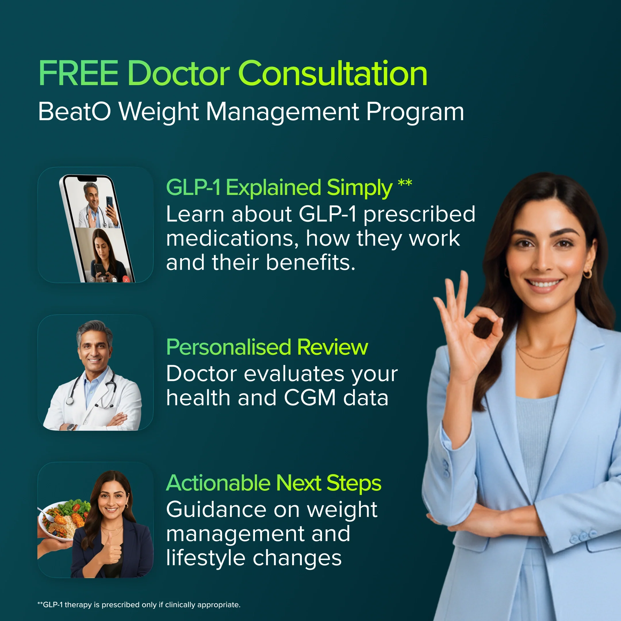 BeatO CGM + FREE Weight Management Doctor Consultation | 15-Day Real-Time Glucose Tracking | One-Push Application | Bluetooth Connected | Weight Management & Metabolic Insights - Image 5