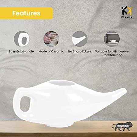 MCP Paxmax White Porcelain Ceramic Neti Pot for Nasal Cleansing Sinus and Passages - Image 4