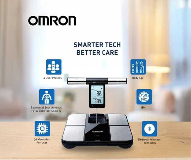 Omron New Karada Scan HBF 702T Digital Body Composition Monitor, Silver - Image 3