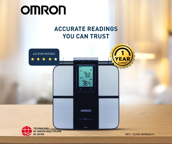 Omron New Karada Scan HBF 702T Digital Body Composition Monitor, Silver - Image 5