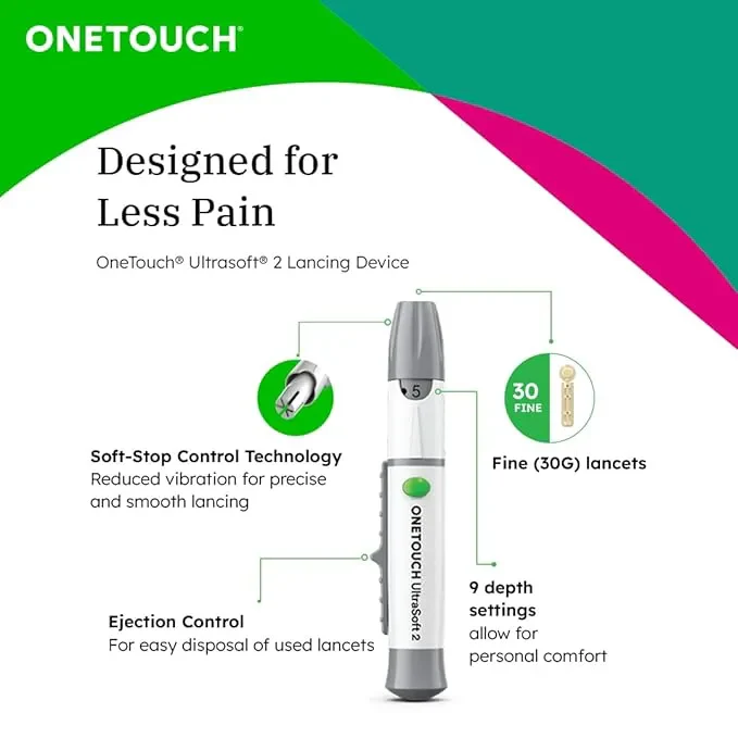 OneTouch Select Plus Simple glucometer machine | FREE 10 Test Strips + 10 Sterile Lancets + 1 Lancing device - Image 6
