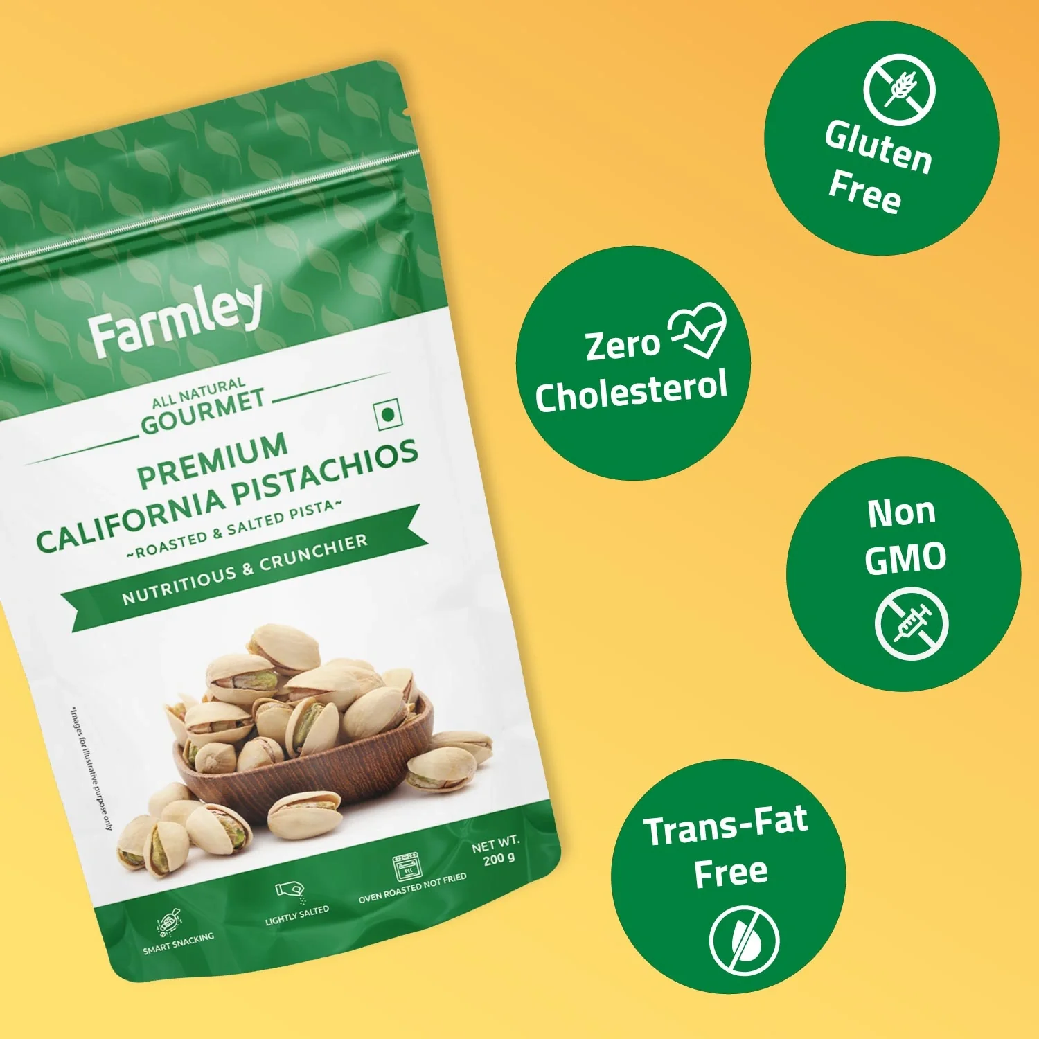 Premium California Roasted Salted Pistachios Farmley Standee Pouch 200 g - Image 4