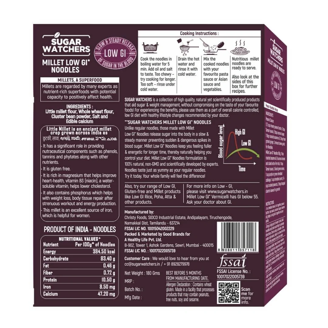 Sugar Watchers Low GI Millet Noodles, No Maida, Non-Fried, Diabetic Friendly - Image 3