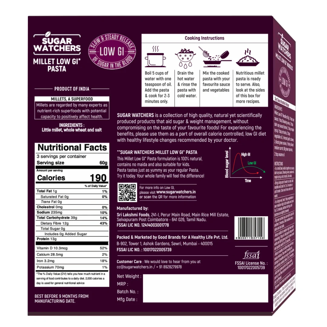 Sugar Watchers Low GI Millet Pasta, No Maida, Macaroni, Diabetic Friendly - Image 3