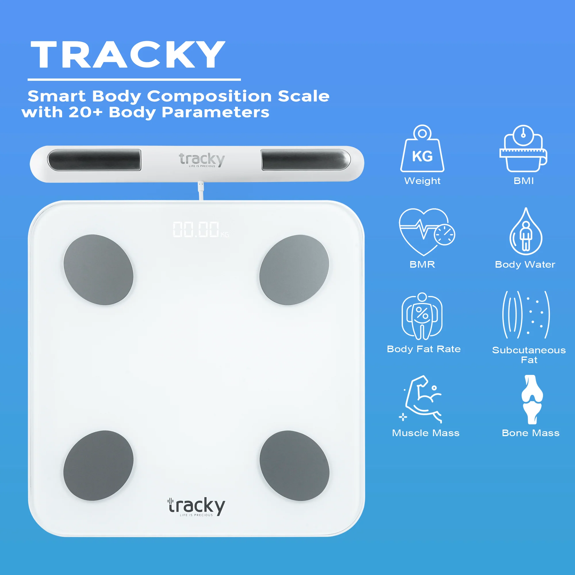 Tracky Advance Body Composition Scale with 8 Electrodes - Image 3