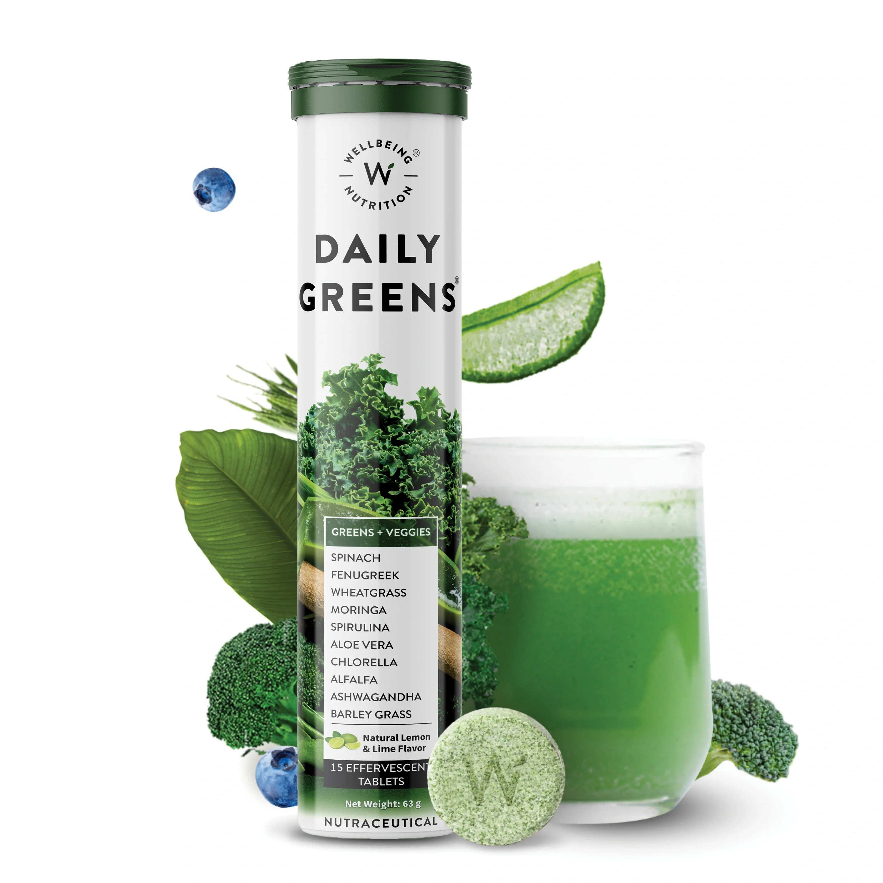 Wellbeing Daily Greens 15 Effervescent Tablets - Image 5